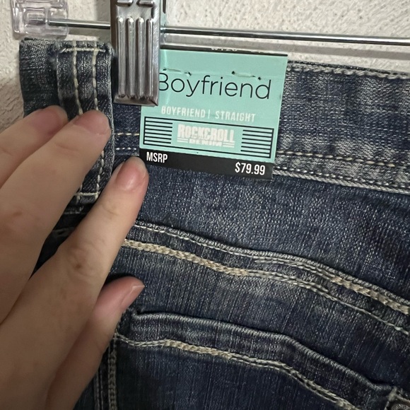 ROCK & ROLL DENIM Classic Boyfriend Straight Leg Jeans Dark Wash Women's 26 x 30 - Picture 5 of 8